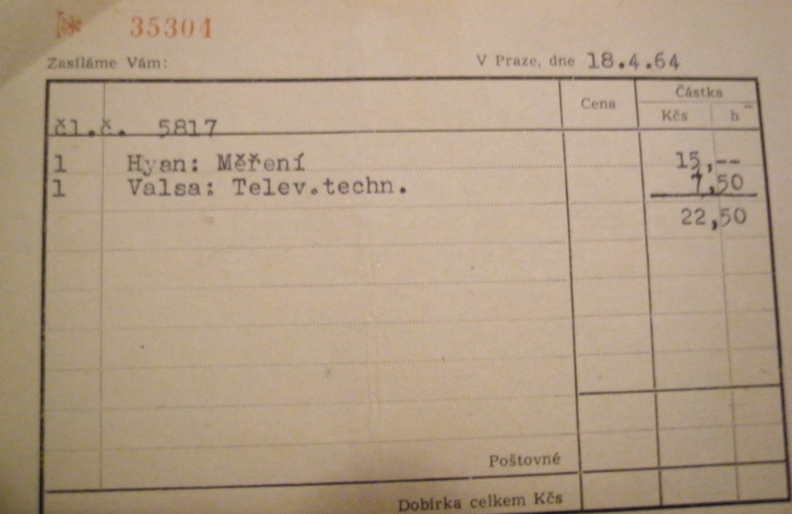 Juraj Valsa: Televizní technika, 1964