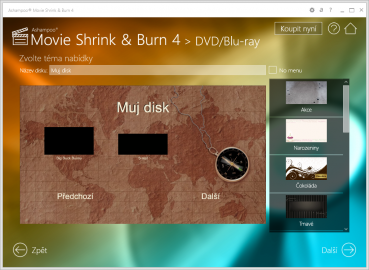 <p>V případě tvorby DVD či Blu-ray disku si můžete vybrat z několika variant menu</p>