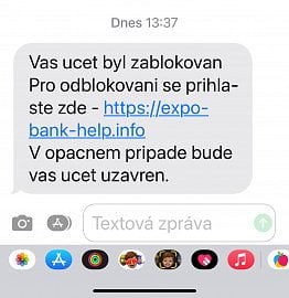 Podoba podvodné zprávy, která chodí přes SMS či e-mail
