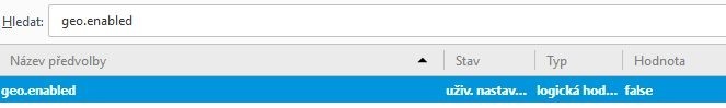 Nastavení zjišťování polohy v Mozilla Firefox