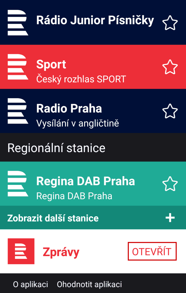 ČRo - nová aplikace iRadio, květen 2016