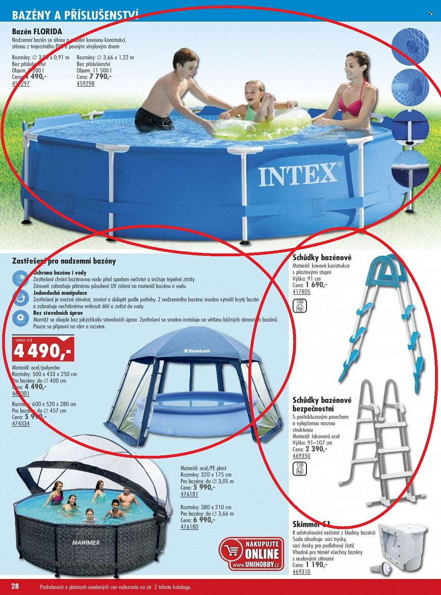 Letáky Uni Hobby 2021 a 2022 bazény a příslušenství