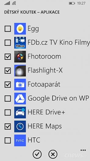 Vyberte aplikace, k nimž budou mít děti přístup