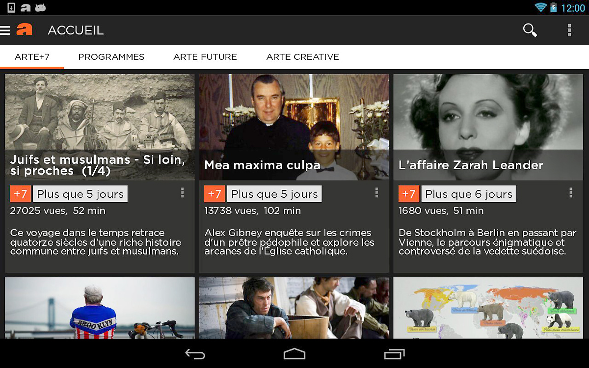 Ukázka z aplikace Arte pro operační systém Android