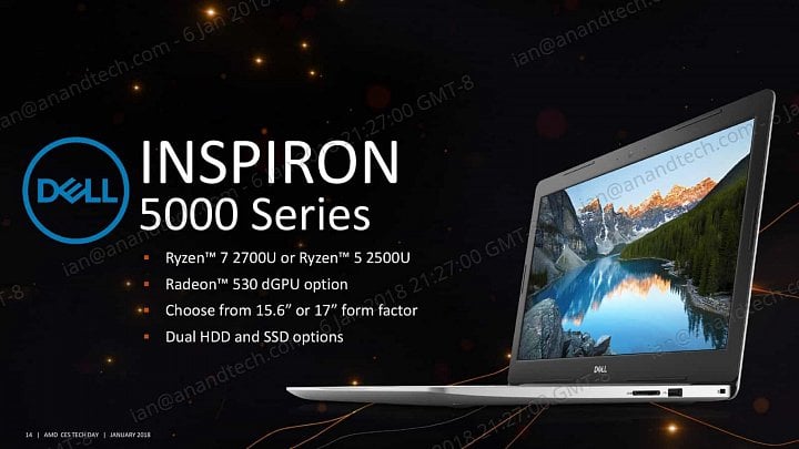 Dell Inspiron 5000 s procesory Ryzen Mobile (Zdroj: AnandTech)