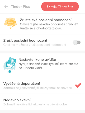 Pokud byste se uklepli a omylem označili někoho jako že se vám líbí, můžete se zpoplatněnou službou hodnocení zrušit.