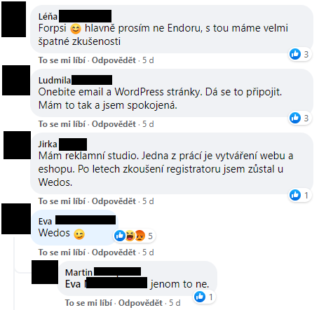 Podnikatelé navzájem sdílejí své zkušenosti s webovými hostingy