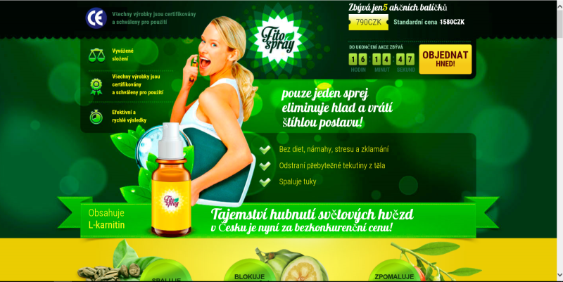 Stav stránek ke dni 13. 9. 2018: http://cz.thefitospray.com. Nabízené potraviny: Fito Spray