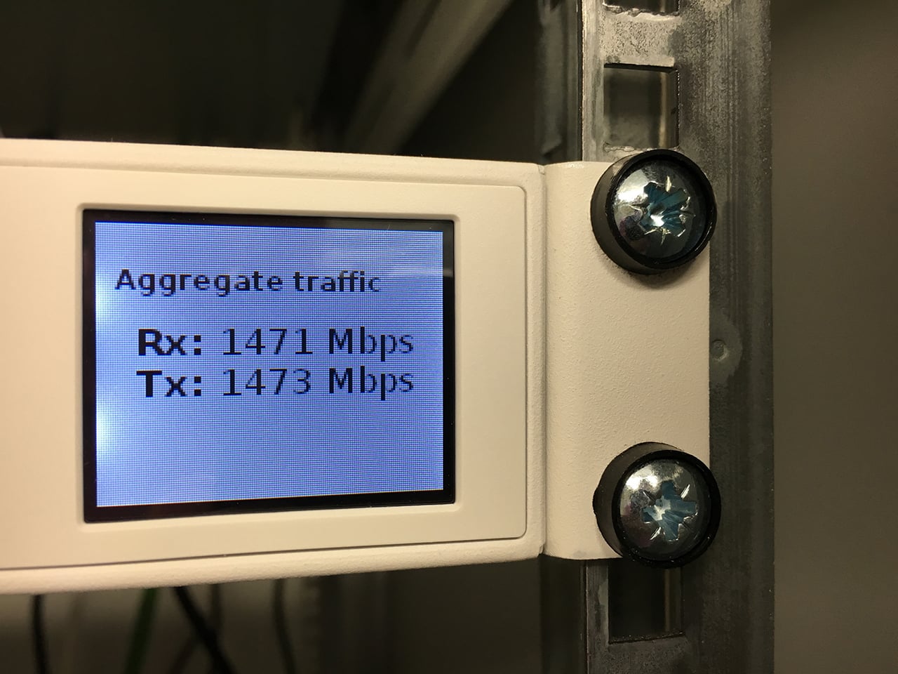 Agregovaný datový tok na jednom z routerů.