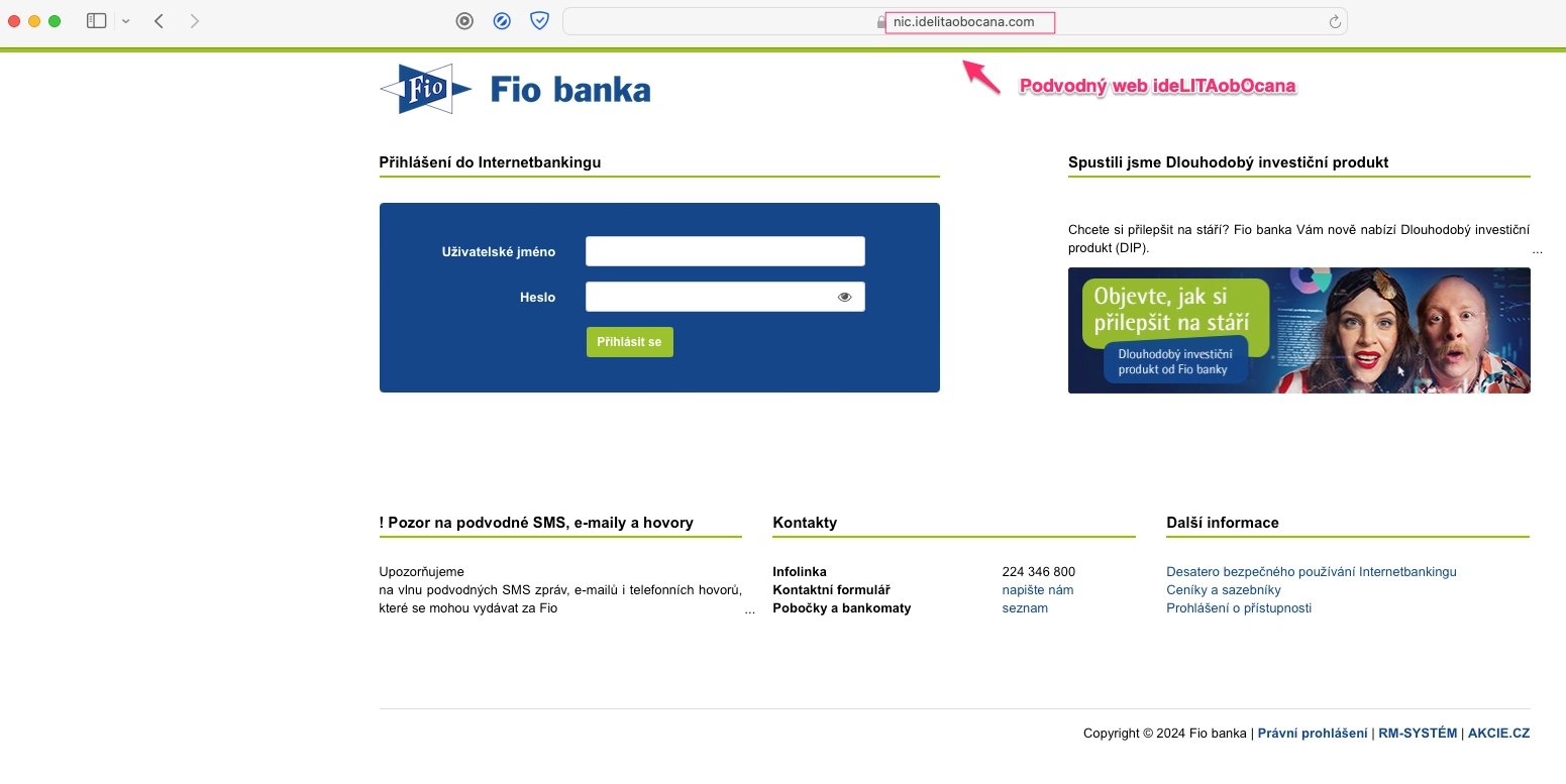 Podvodné webové stránky mířící na zájemce o službu Identita občana. (23. 08. 2024)