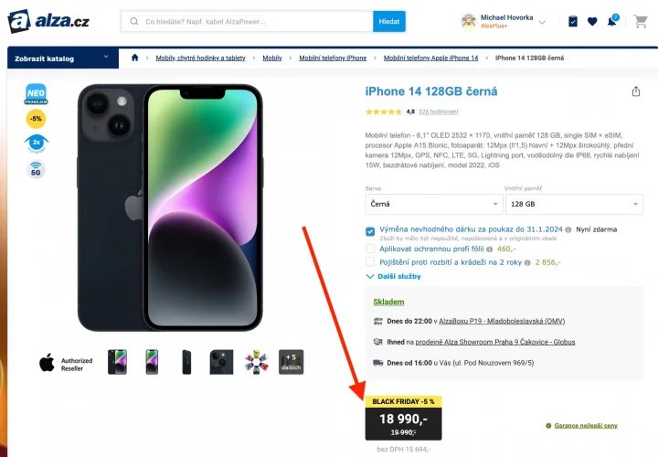 Alza prodává iPhone za akční Black Friday cenu 18 990 Kč
