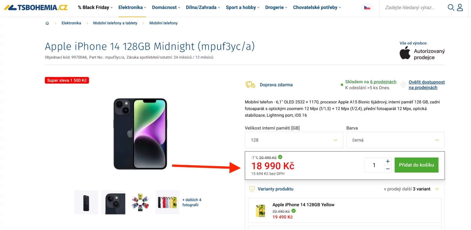 TSBohemia přitom prodává produkt za stejnou cenu mimo akci Black Friday