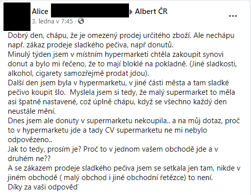 Zákazníci supermarketů a jejich reakce na sociálních sítích