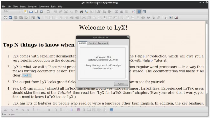 LyX editor