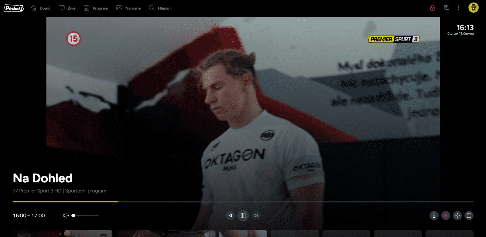 Přehrávač ve službě Pecka.TV