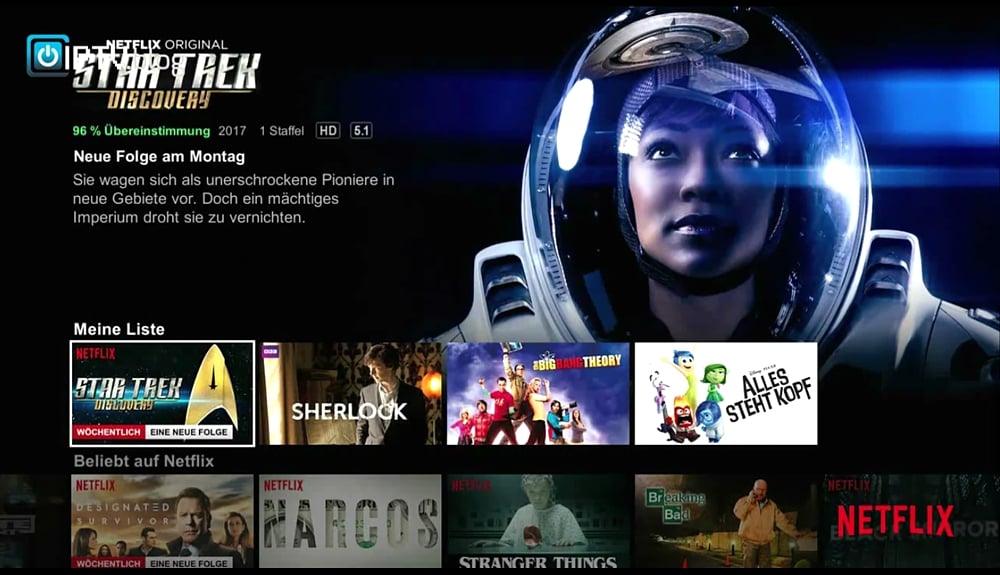 Ukázka běžícího Netflixu v MR 401