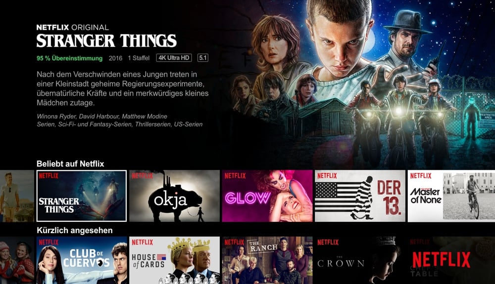 Ukázka běžícího Netflixu v MR 401