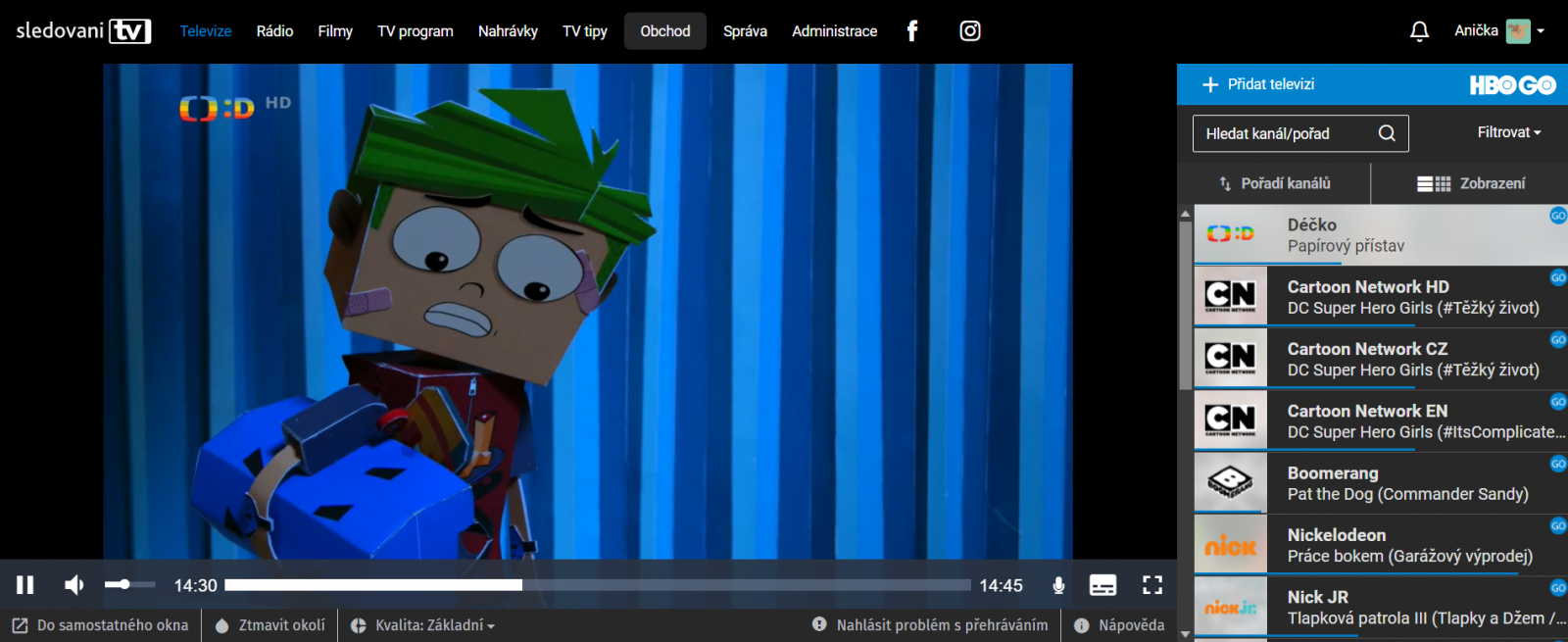 Uživatelské profily na SledováníTV