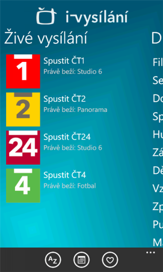 iVysílání - Windows Phone