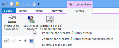Kterýkoliv nástroj můžete přidat do panelu pro rychlý přístup