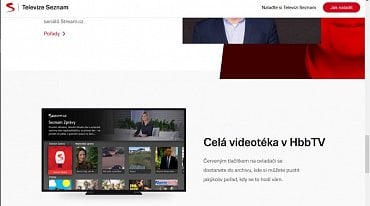 Na webové stránce www.televizeseznam.cz už najdete informace o doplňujícím HbbTV na regulérním televizním vysílání. Fotografie ovšem pochází z HbbTV kanálu Seznamu.