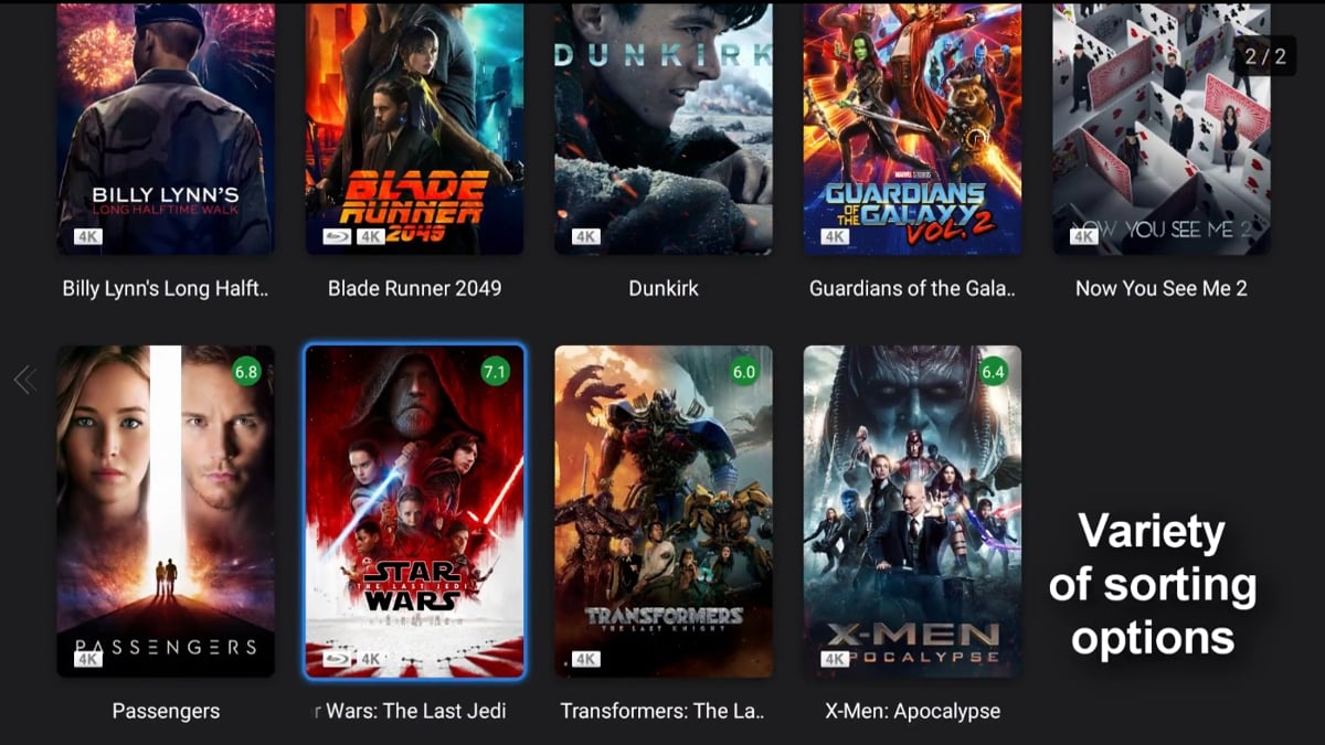 Zidoo X20 Pro - Seznam souborů
