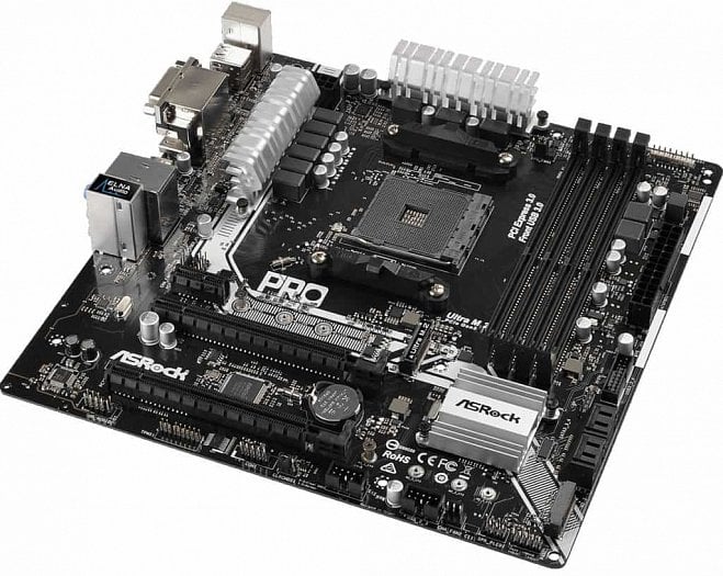 Levná deska, ale pasivy jsou přesto žebrované, byť jejich profil není nějak skvělý (ASRock B350M Pro4)