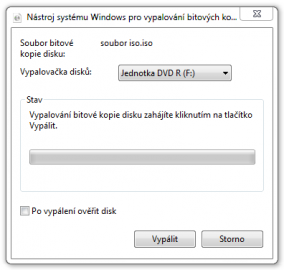 <p>Nástroj systému Windows pro vypalování bitových kopií disků</p>