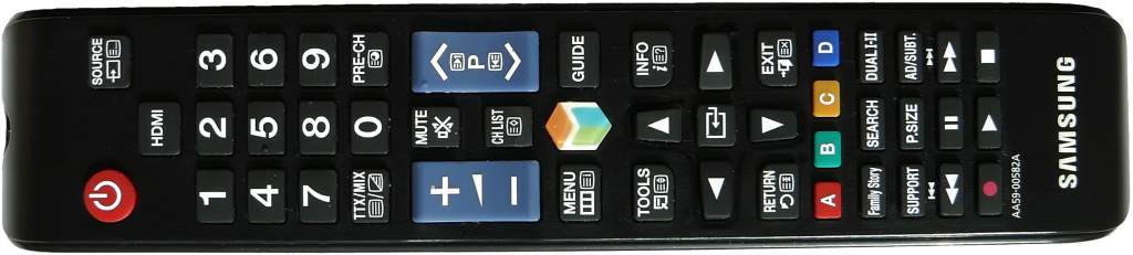 Díky jednomu z vás jsme získali foto skutečného dálkového ovladače, který
Samsung (zřejmě nyní) dodává k testovanému televizoru. Jak vidíte, tento je
- ve srovnání s tím (viz foto výše), který nám byl zapůjčen - řádově
jednodušší a nepodsvícený.