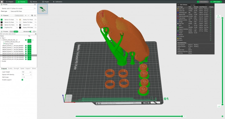 Většina modelů je rozdělena do tří částí – vůz, disky a pneumatiky