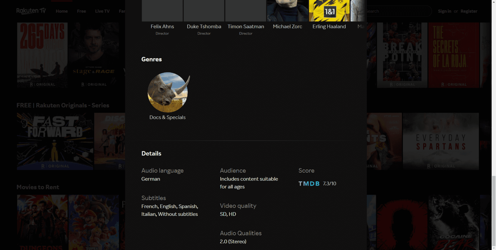 Bezplatná sekce Rakuten Originals - filmy a seriály