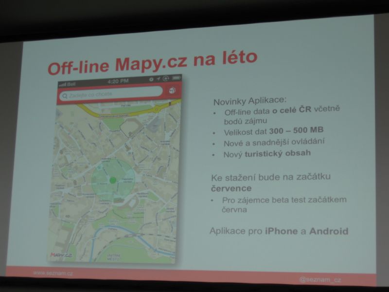 Na začátku července plánuje Seznam.cz nabídnout offline mobilní Mapy.cz pro iPhone a Android.