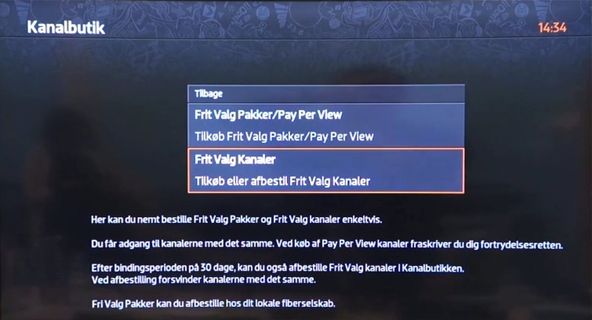 Kanalbutik – samoobsluha pro přidání programů či balíčků