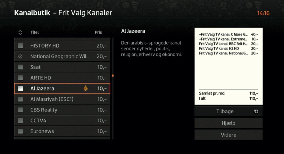Kanalbutik – samoobsluha pro přidání programů či balíčků