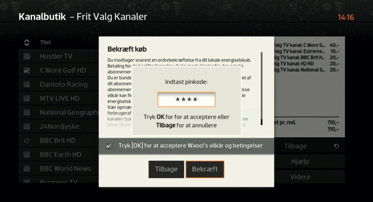 Kanalbutik – samoobsluha pro přidání programů či balíčků