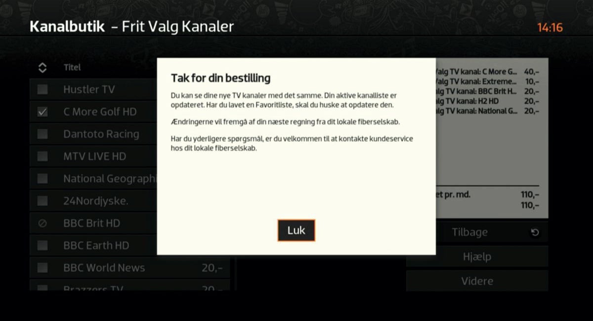Kanalbutik – samoobsluha pro přidání programů či balíčků