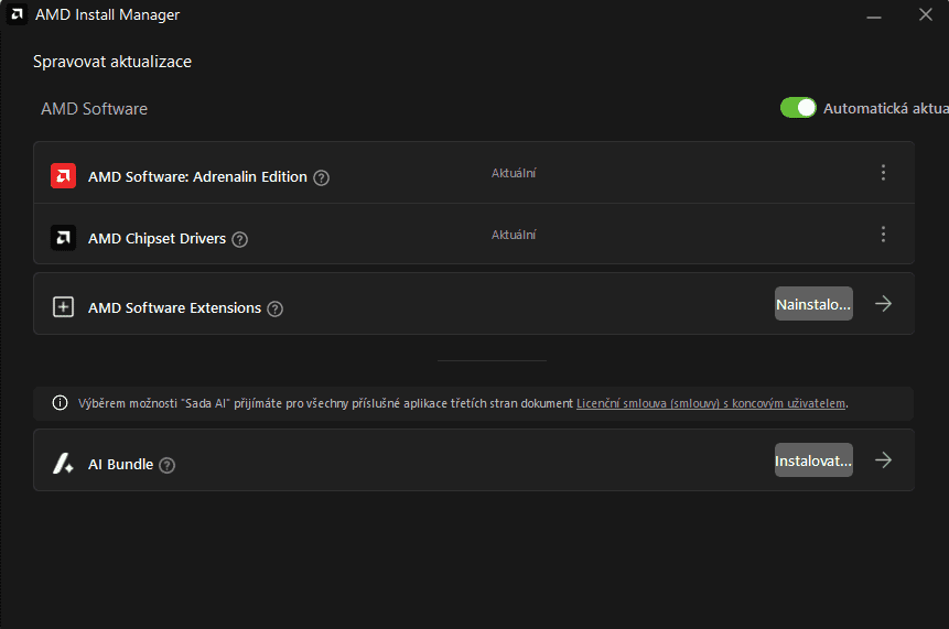 Instalace AMD AI Bundle