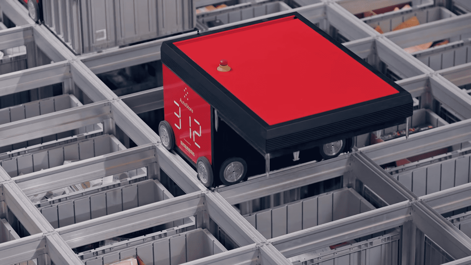 Třídicí systém AutoStore v logistickém centru Chrášťany u Prahy