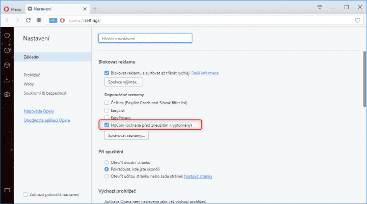 Opera vás dovede ochránit před nechtěnou těžbou kryptoměn