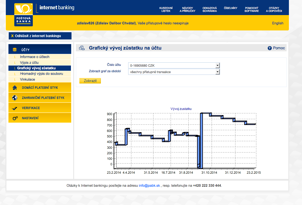 Poštová banka. Internetové bankovnictví. 25.02.2015