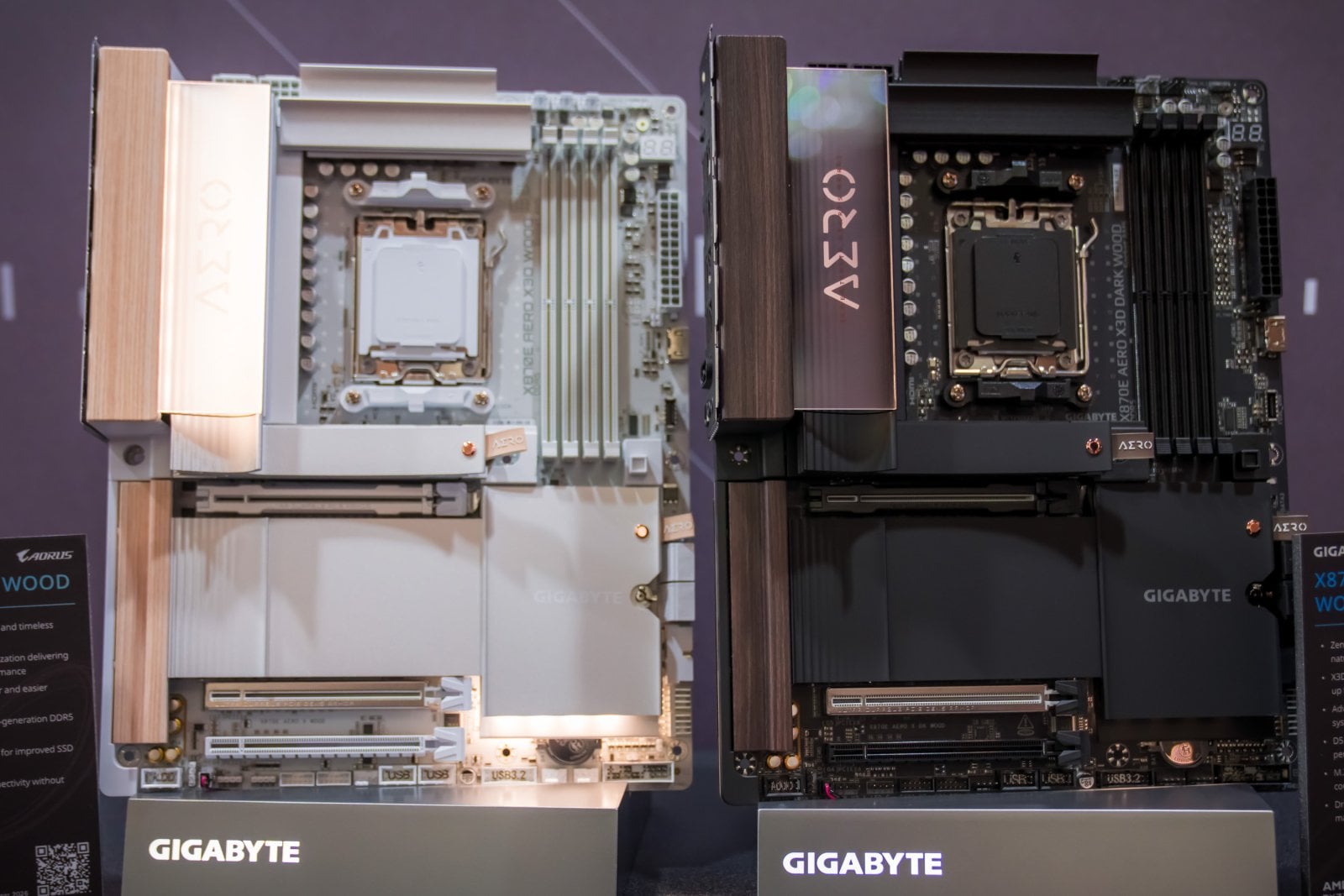 Dřevěné desky Gigabyte X870E Aero X3D Wood a X870E Aero X3D Dark Wood
