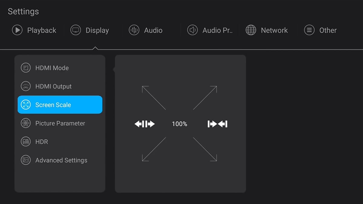 Zidoo X20 Pro - Nastavení zobrazovače