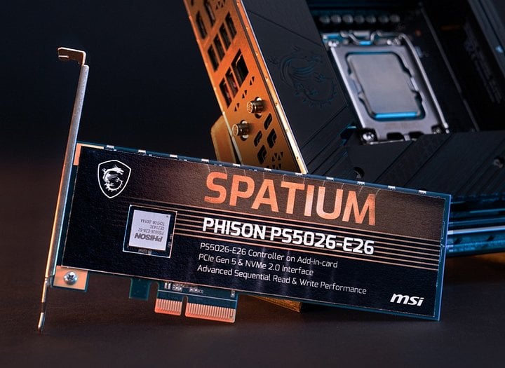 Prototyp PCIe 5.0 SSD MSI Spatium s řadičem Phison E26
