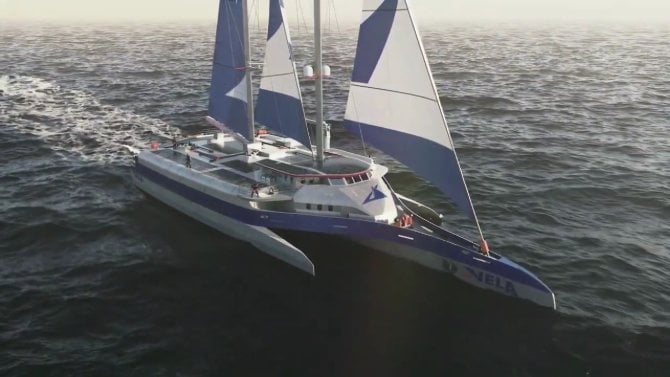 DHL testuje nový způsob námořní přepravy. Zboží mezi Evropou a USA mají vozit trimarany poháněné větrem
