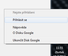 google drive - prihlaseni