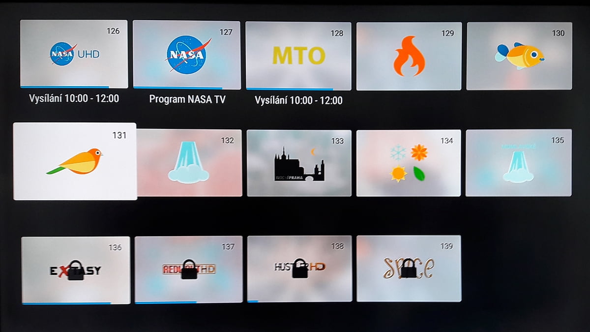 SledováníTV - Hlavní menu a seznam kanálů