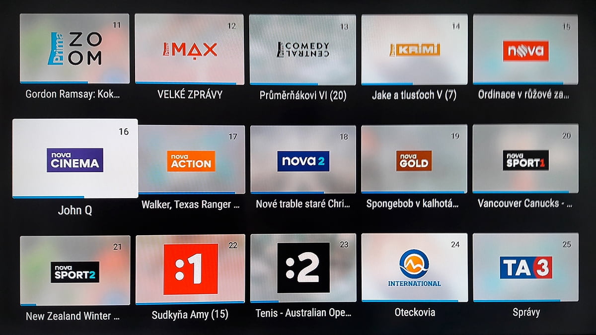 SledováníTV - Hlavní menu a seznam kanálů