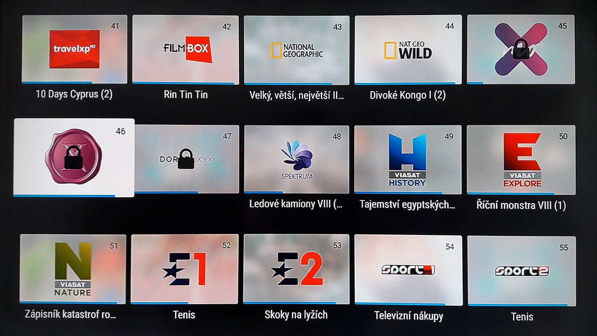 SledováníTV - Hlavní menu a seznam kanálů