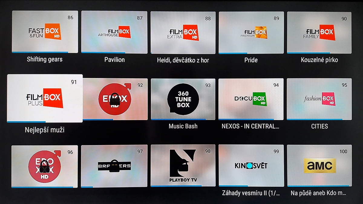 SledováníTV - Hlavní menu a seznam kanálů