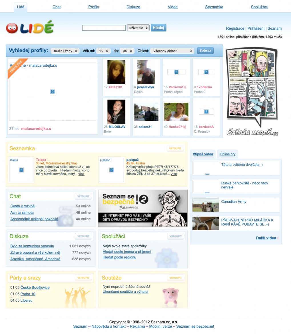 Screenshot Lide z roku 2012